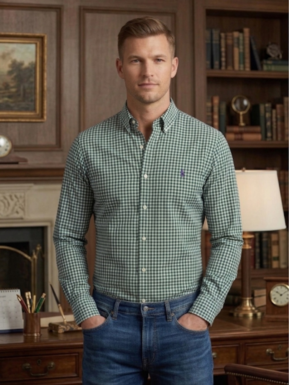 Ralph Lauren Mens Gingham Plaid Long Sleeve Button Down Shirt Preppy L
BB